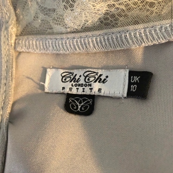 Chi Chi London Tulle Lace Prom Midi Dress - Grey - Picture 9 of 16